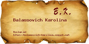 Balassovich Karolina névjegykártya